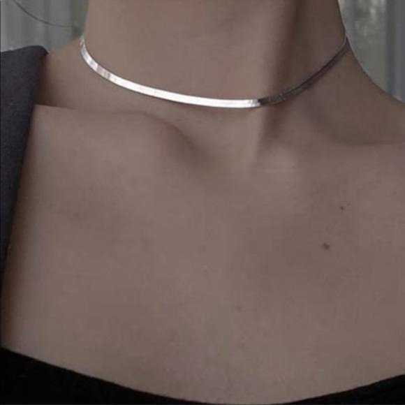 NEW 925 STERLING SILVER HERRINGBONE FLAT NECKLACE, NICE NECKLACE, CUTE NECKLACE - Picture 4 of 6